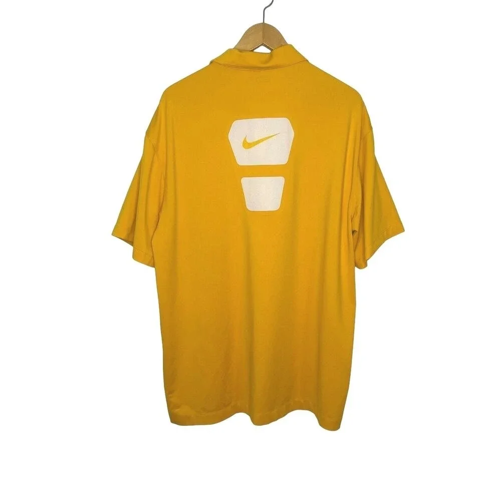 Nike‎ Golf Fit Dry Polo Shirt Mens Yellow Orange Short Sleeve Graphic Back XL